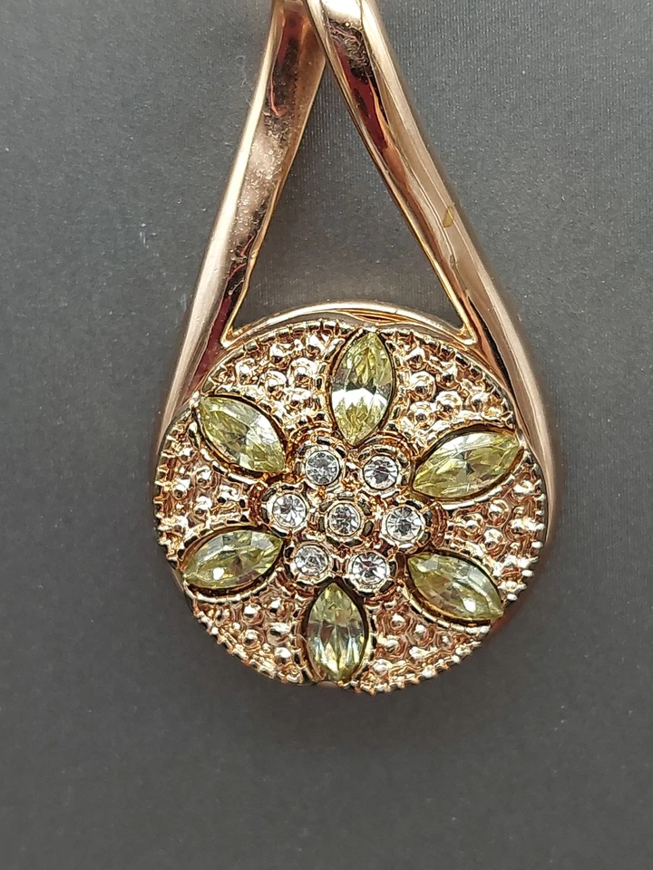 Beautiful Signed Ginger Snaps Necklace Rose Gold Snake Chain Rhinestone Snap 20" - Image 4 of 4