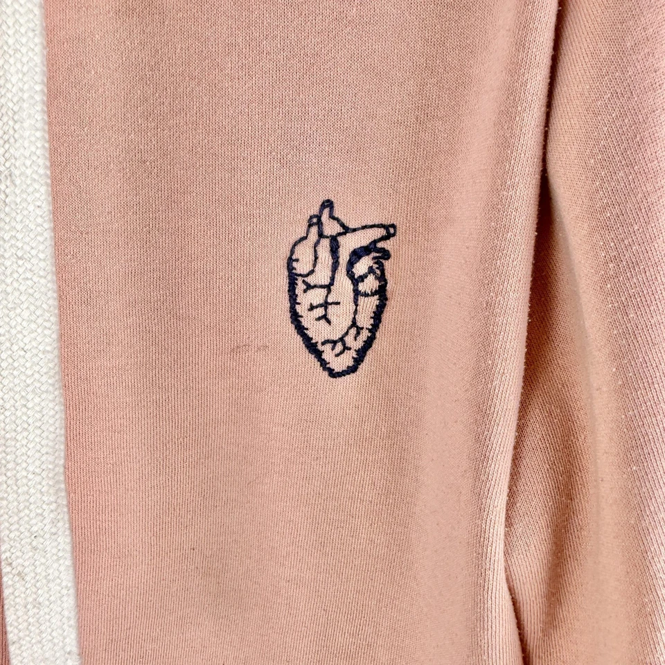 Reflex Hoodie Womens XL Pink Cropped Pullover Embroidered Heart Sweatshirt - Image 2 of 4