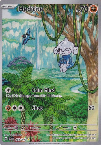 Meditite 153/142 Illustration Rare Stellar Crown Pokemon Holo Near Mint