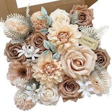FACINOC Roses Artificial Flowers Nude Fake Flower for DIY Wedding Bouquet Bridal