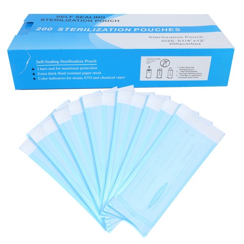 200PCs Selbst Verschließen Tasche Dental Supplies PVC Beutel Film Blau 135x310mm - Bild 6 von 12