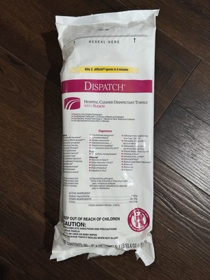 Dispatch Hospital Cleaner Disinfectant Towels W-Bleach 5 PCK SZ 9  X 10  EXP2-20
