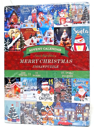 MERRY CHRISTMAS WINTER ADVENT CALENDAR 24 BOX DAYS - 1000 PC JIGSAW PUZZLE NIB - Picture 2 of 6