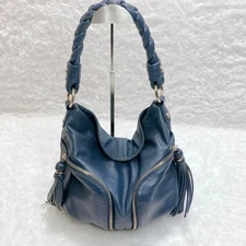 Shanghai Tang Shoulder Bag Y2K Cowhide Royal Blue