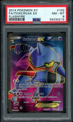 2014 Pokemon XY Flashfire Toxicroak EX Full Art #102 PSA 8 NM-MT