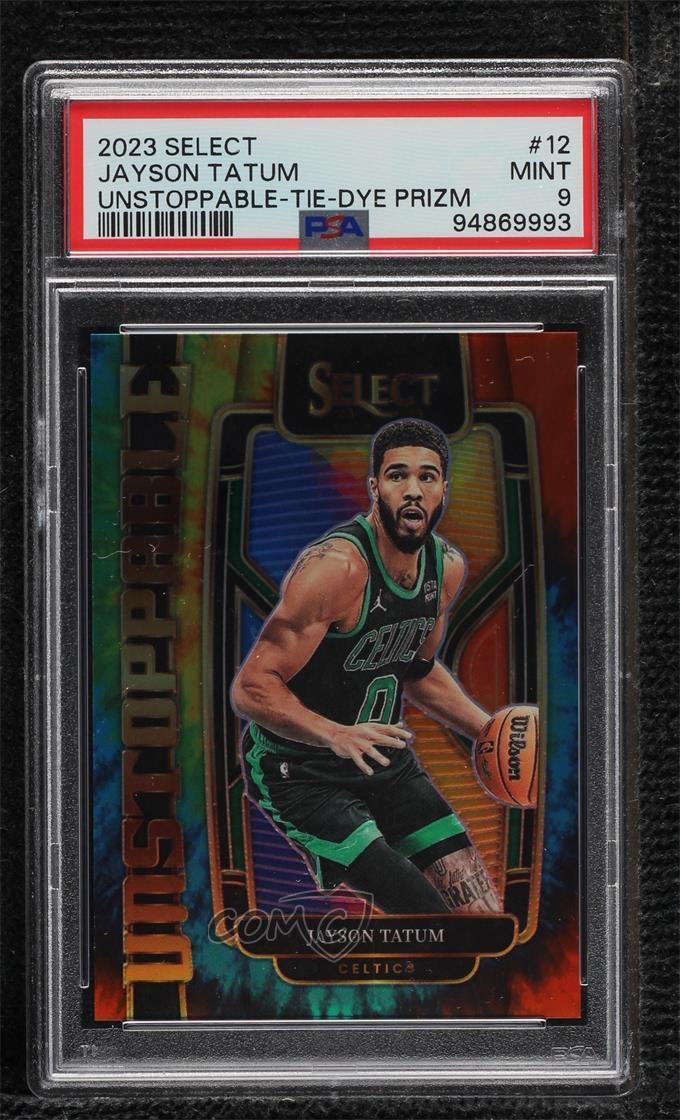 2023-24 Panini Select Unstoppable Tie-Dye Prizm 1/25 Jayson Tatum PSA 9 MINT 0hl