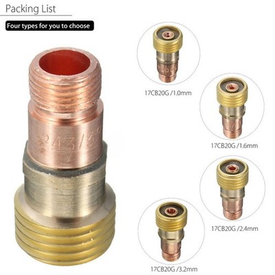 Chuck Body Stumpy Gas Lens Anschluss aus Messing mit Gitter für Tig WP 17/18/26