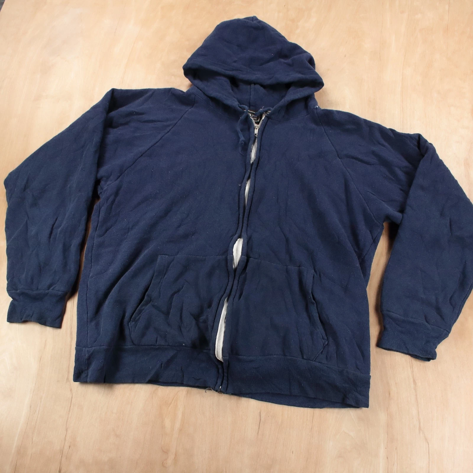 JON LAUREN thermal lined full zip hoodie sweatshirt XL tag vtg 80s 90s blank