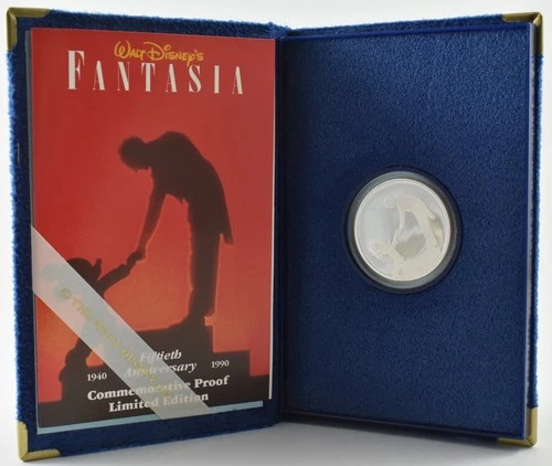 Disney's Fantasia 50th Anniversary Commemorative Proof 1 Oz Silver Round *6573