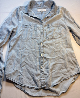 Thread + Supply Blue Chambray Collared Long Sleeve Button-Up Shirt XS Regular