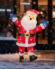 37'' Santa Claus Outdoor Christmas Decorations with 80 LED Lights, Lighted Ch...