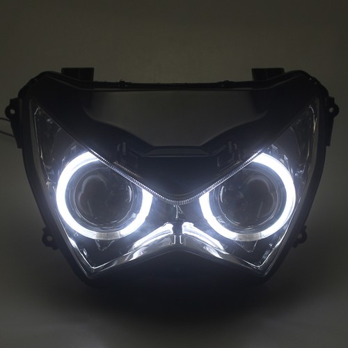 Motor Front Headlight Assembly White Angel Eye For Kawasaki Z250 Z300 Z800 13-16 - Picture 13 of 13
