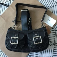 Ashton Baguette In Signature Denim black CQ184 Crossbody New