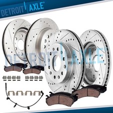 Front Rear Drilled Rotors Brake Pads For Chevy Traverse Buick Enclave Gmc Acadia