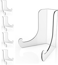 Flat Back Acrylic Plate Display Stand , 4.5 Inch 5PC Clear Acrylic Display Holde