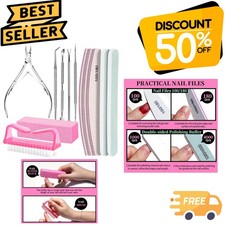 Professional Stainless Steel Nail Care Kit - 100/180 Files & Cuticle Tools