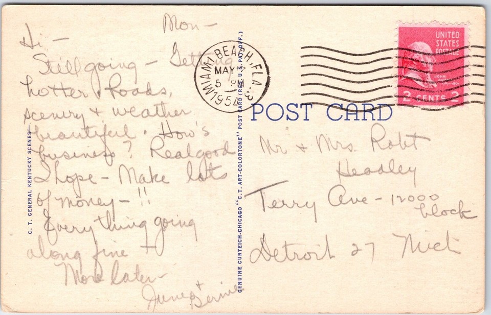 VINTAGE POSTCARD GREETINGS FROM KENTUCKY LARGE LETTERS CURT TEICH ...