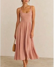 Reformation Rou Midi Tank Dress, size M, blush color, scoop neck, pockets
