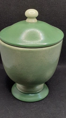 Infinia STONEWARE  Sugar Bowl ~Big Style~ Vintage Farmhouse Sage Green 5.5"
