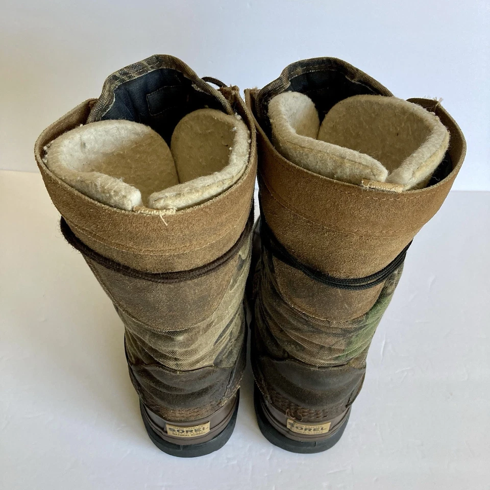 复古 Sorel Kaufman 系带狩猎靴 加拿大皮革迷彩 Upper Duck 男式 8 FLAW — 第 4/4 张图片