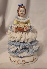 Vintage Dresden Porcelain Figurine Lady In A Crinoline Dress 4 1/4" or 11cm Tall