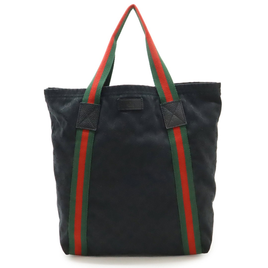 RARE GUCCI GUCCI GG Canvas Sherry Line Tote Bag Shoulder Bag Leather Black Green