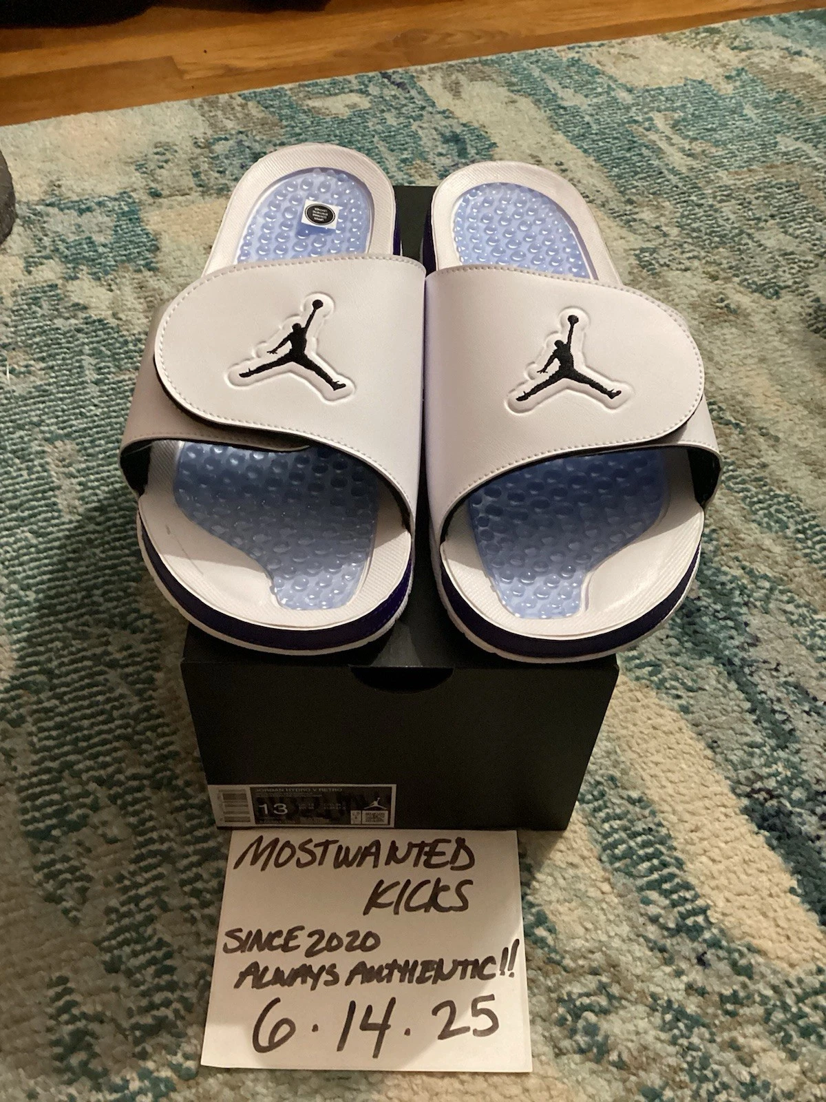 DS 2025 Nike Air Jordan Hydro Retro 5 New Emerald Grape Ice Black Uomo Taglia 13