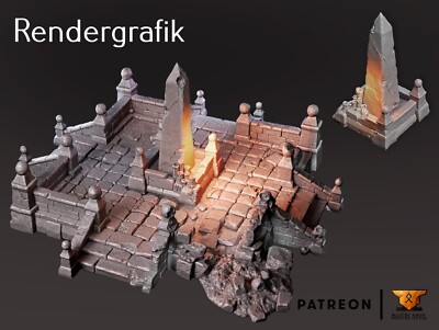 Tabletop  Wargaming Gelände  Gebäude - City Ruins - Central Square mit Obelisk