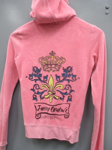 Juicy Couture Girls Hoodie Pink Size P Full Zipper Hoodie Sweatshirt Made In USA - Picture 9 of 11