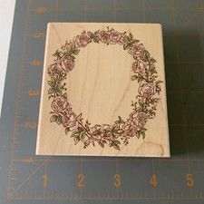 Rubber Stampede- Wreath Of Roses 593H Wooden Rubber Stamp Flowers