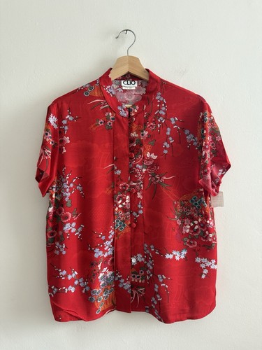 Blusa y falda floral roja estilo kimono Clio de colección de 2 piezas nueva con etiquetas, talla M/L - Imagen 6 de 24