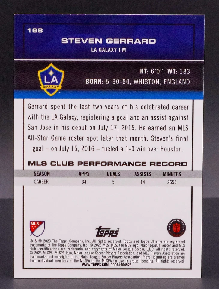 Steven Gerrard 2023 Topps Chrome MLS Orange Refractor /25 - Image 3 of 3
