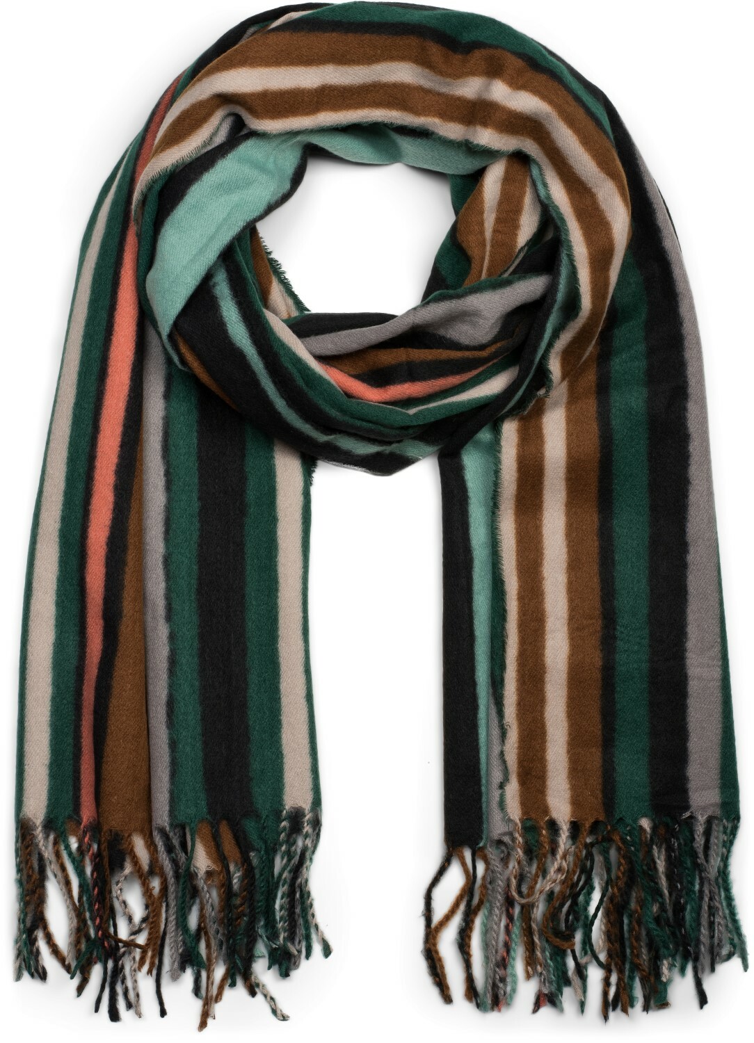 Bufanda de rayas de colores flecos largos, Bloqueo de color, Invierno, Estola Da