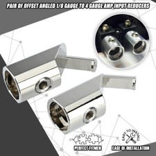 2x Car Power Wire Reducer Offset Angled 1/0 Gauge to 4 Gauge Amp Input Reducers