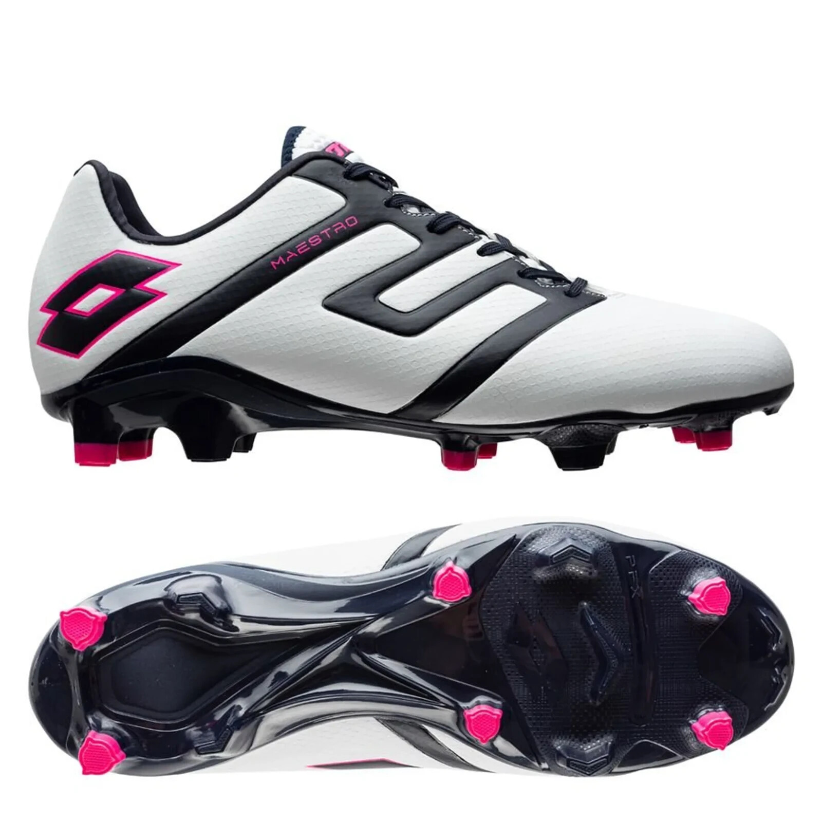 Lotto Maestro 300 IV FG tacchetti calcio uomo tutti bianchi navy vividi fucsia 7 5 nuovi con scatola