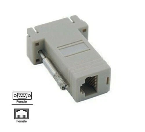 2x 9 Pin Serial DB9 RS232 Female to RJ45 Female Network Socket Adapter Connecter