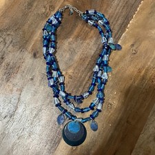 Seaglass Statement Necklace Blues