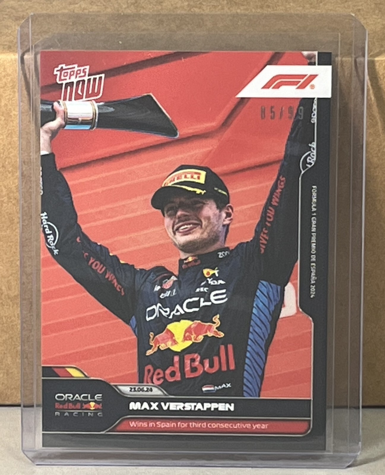 2024 TOPPS NOW Formula 1 F1 #29 MAX VERSTAPPEN wins in Spain Red Parallel 85/99
