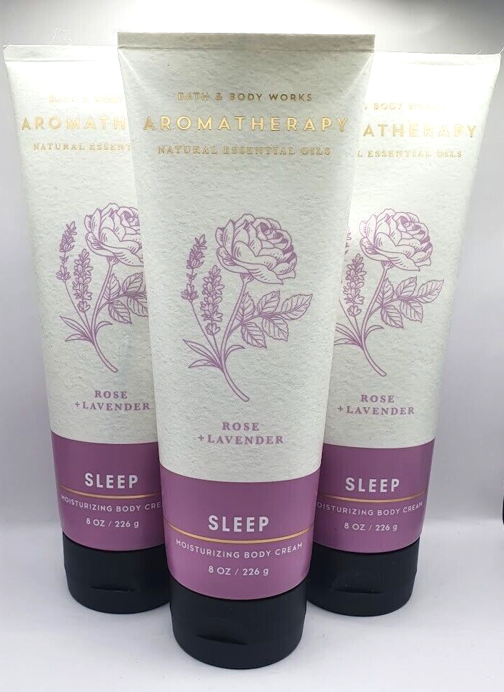 BATH AND BODY WORKS AROMATHERAPY SLEEP ROSE + LAVENDER BODY CREAM 8 OZ