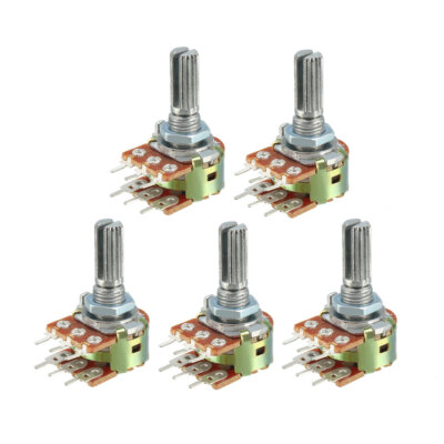 5pcs WH148 100K Ohm Variable Resistors Dual Carbon Film Taper Potentiometer