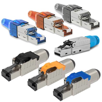 Netzwerk Stecker RJ45 Cat7 CAT8 LAN Netzwerkstecker Werkzeuglos geschirmt Metall