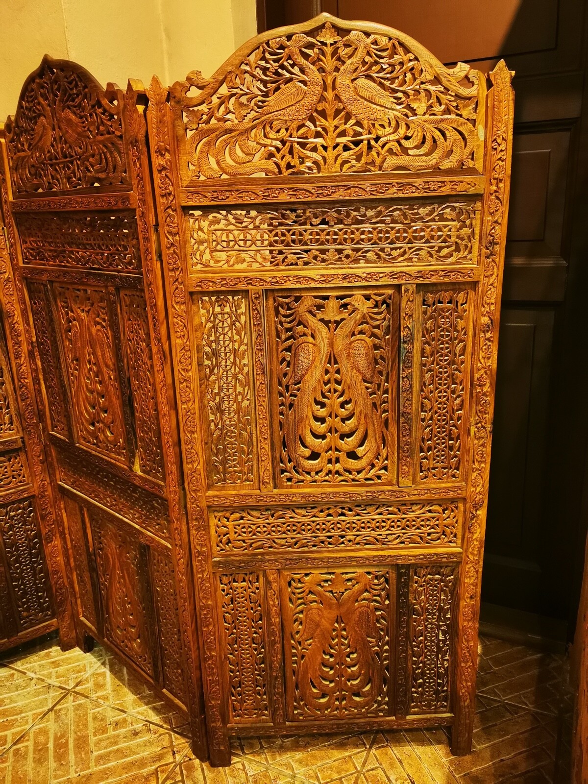 antique handmade wood 4 panel room divider eBay