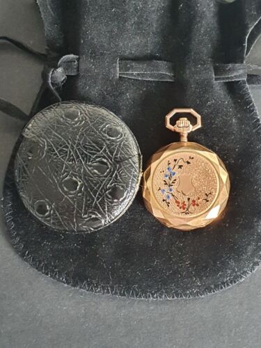 Antike Damen Taschenuhr Gold 14 Karat Kronenaufzug Emaile Stempel um 1910 Orig - Bild 8 von 23