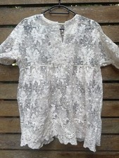 Children Girls Cream White Beige Lace Tutu Tulle Embroidery Dress Tops Shirt