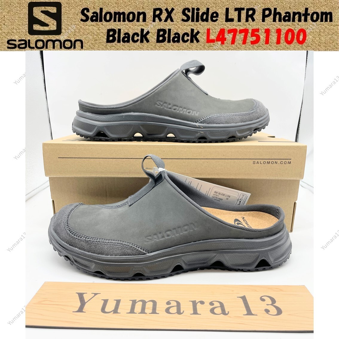 ☆Salomon☆ RX Slide Leather L47751100 S251109SBA62_BLK Salomon RX Slide LTR Phantom Black Black L47751100 Men's