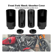 Black Full Fork Cover Boot Set For Harley Softail Street Bob Low Rider 2018-2023