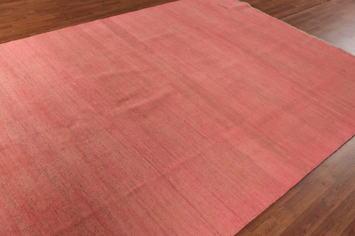 Contemporary Gabbeh Pink Solid Design Wool Rug Perfect for Any Space 7x10 - Picture 7 of 18