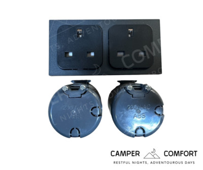 CBE C-Line Campervan 2 x 240v Sockets, Twin Black Frame Caravan/Motorhome T5/T6