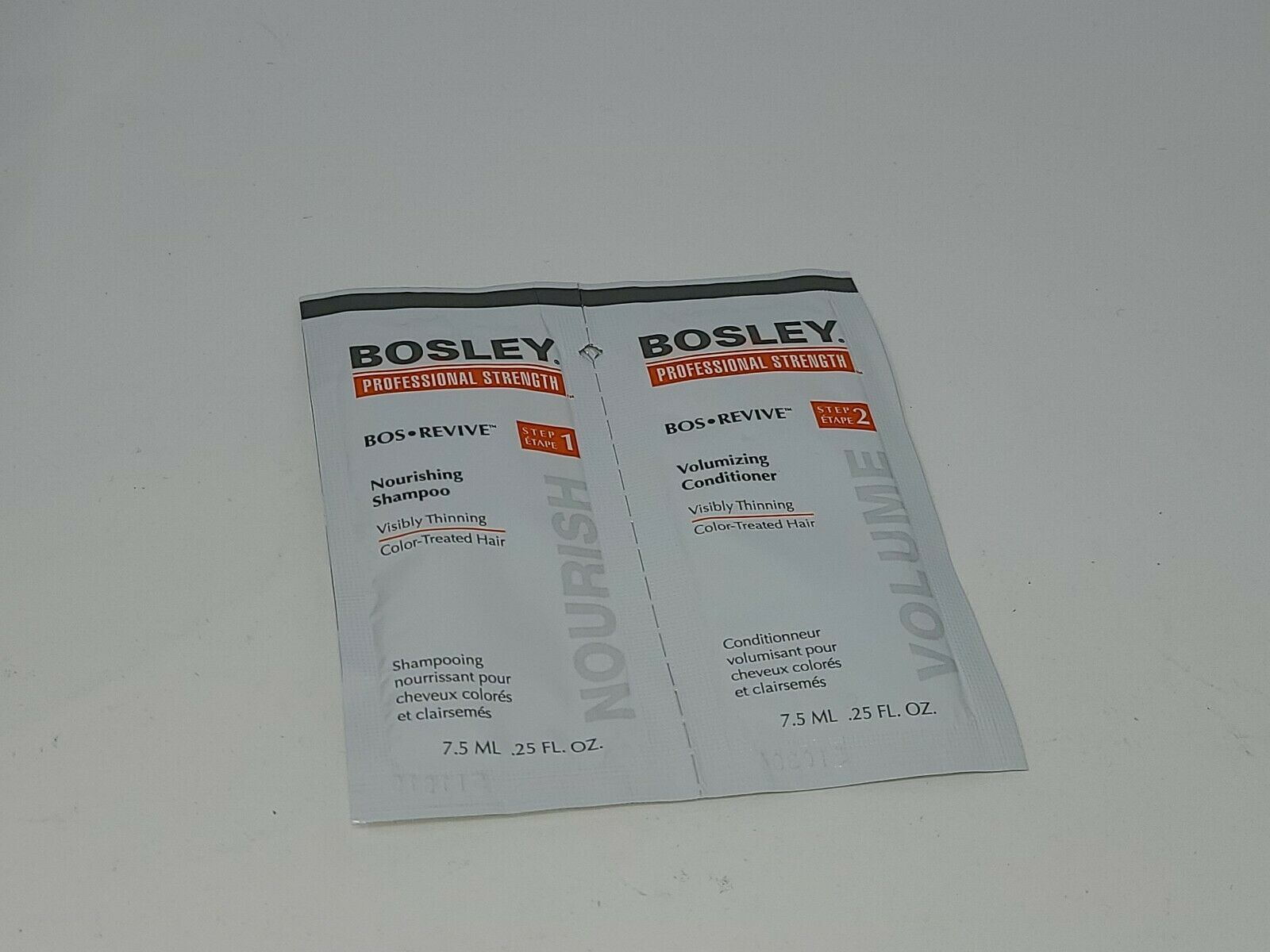 Bosley Revive Nourishing Shampoo - Volumizing Conditioner Pack .25oz LOT OF 3