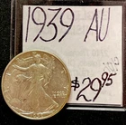 1939 Walking Liberty Half Dollar Coin (AU) All Most Uncirculated. ENN Coins